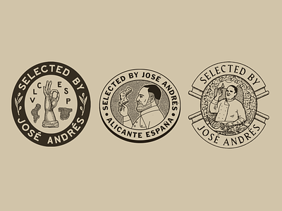 Jose Andres badge branding chef food graphic design illustration logo man vintage
