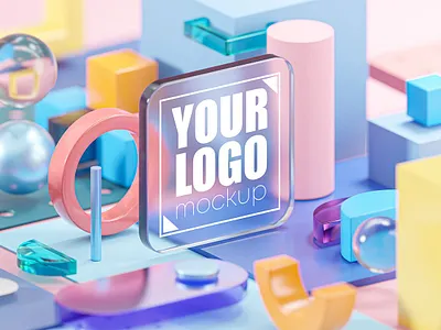 Glass Logo Mockup Geometry Shapes Abstract Set 3D 3d 3d glass 3d logo 3d mockup abstract clean device geometric glass glass logo logo logo generator logo mockup mockup phone smartphone ui ux web design website