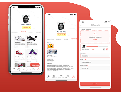 Ecommerce Profile page mobile ui ux