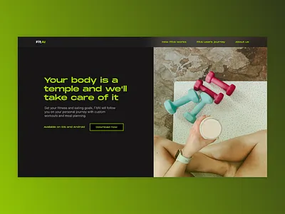 FitAI - Hero Section dark design fitness hero section home homepage landing site sport typography web design