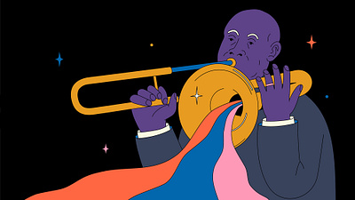 Jazz trumpeter artist concert entertainment festival illustration jazz man melody music orchestra trumpeter