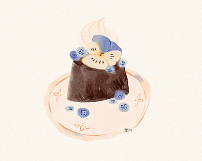 Blueberry Cake Digital Gouache Exercice art blueberry cake brush strokes cake illustration colored pencil coloured pencil dessert illustration digital gouache experiment flat design food art food illustration gouache gouache exercice mimic traditional media organic look painting sketching sketchy look traditional media