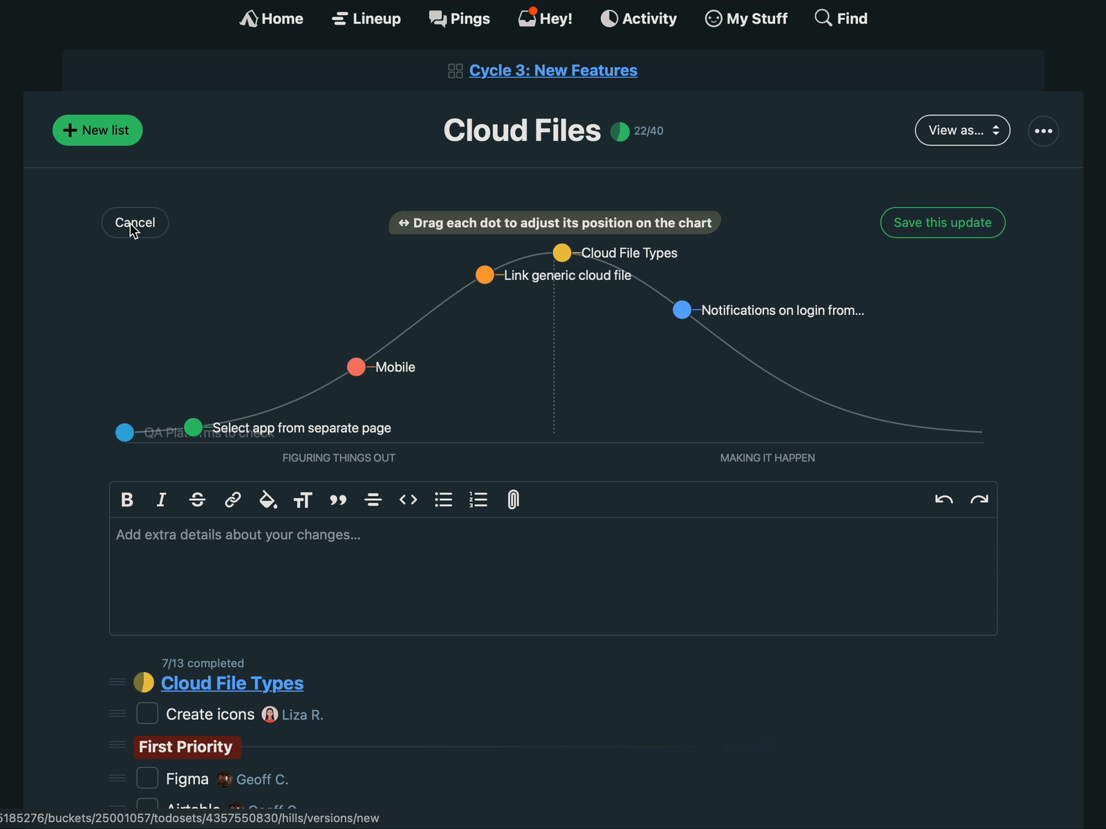 Hill Charts in Basecamp 37signals animation app basecamp charts product design project management