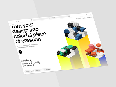 Isometrica 3D Constructor 🎲 3d application blocks caramel constructor craftwork design devices illustration isometric landing presentation product screen tech technologies ui volumetrica web website