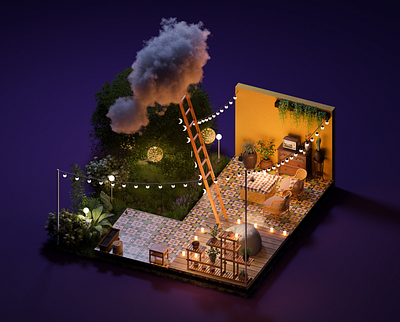 Chill Garden 3d art blender chill garden graphic design night