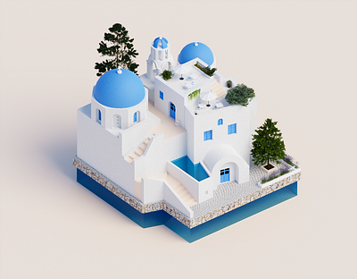 Santorini Conner 3d art blender santorini