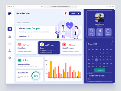 Health Care Dashboard app branding design icon illustration logo typography ui ux vector