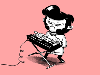 Synth troll characters illustration keyboard keys monochrome music piano rock synth troll