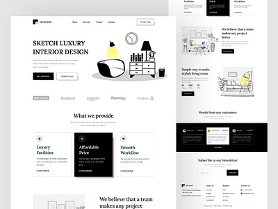 Interior Design Landing Page architect architecture art clean decoration design agency footer furniture furniture landing page furniture website home home decor house interior interior agency interior design landing page uiux design website animation website design