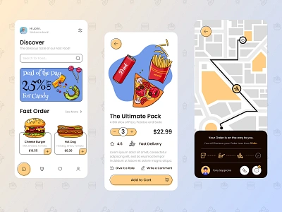 Food Application app app design burger delivery fastfood food food application food order foodie home page interface map mobile mobile application mobile design online delivery pizza restaurant ui ux