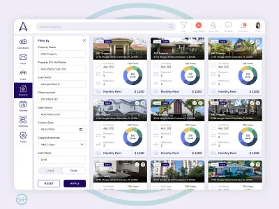 Astro - Resident Boost - Zuma Property agent app design filter home leads leases leasing property real estate sale ui ui design ux web app