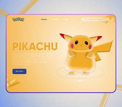 Pikachu landing page character design figma landing page pokemon ui uidesign uiux visual