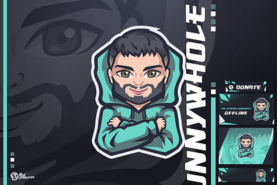 gamers with mustache twitch logo chibi mascot design illustration logo logo mascot logo twitch logodesign mascot mascot logo mustache logo streamer logo twitch logo ui youtube logo