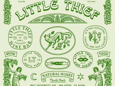 Little Thief badge bar branding design food graphic design hospitality illustration logo restaurant vintage wine