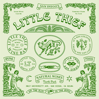 Little Thief badge bar branding design food graphic design hospitality illustration logo restaurant vintage wine