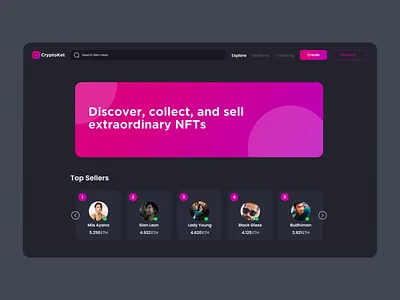 CryptoKet - NFT Marketplace animation bitcoin crypto cryptocurrency currency interaction marketplace nft nftmarketplace ui ux