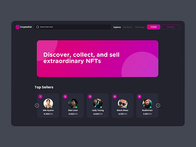 CryptoKet - NFT Marketplace animation bitcoin crypto cryptocurrency currency interaction marketplace nft nftmarketplace ui ux