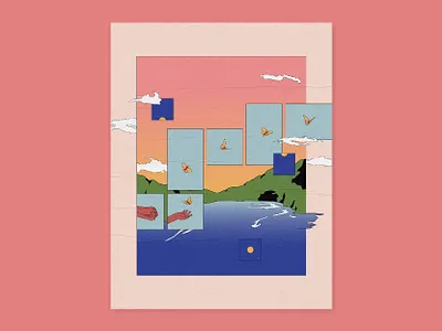 the journey isn't linear anxiety art butterfly campaign depression design flat healing illustration mental health sky