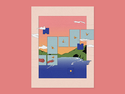 the journey isn't linear anxiety art butterfly campaign depression design flat healing illustration mental health sky