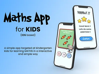 Math App for Kids (iOS Based U.I. Design) 3d app boy figma girl interface ios iphone kg kids kindergarten math mathematics school ui