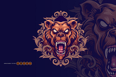 Angry Bear Mascot badge digitalart illustration logo mascot