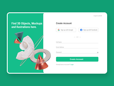 Landing page UI Sign In 3D Object, Mockups and Ilustrations 3d app design graphic design illustration ui ux