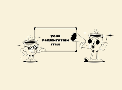 Presentation from two cups of coffee 1930 1940 30s 40s character illustration person retro vintage