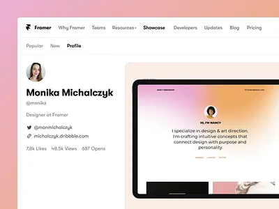 Unique Profile Handles animation claim community design figma framer handle illustration prototype prototyping showcase sketch tool ui