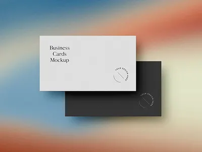 Gradient Business Cards Mockup 3d 3d text 80s business card business design designposter gradient illustration light logo logo text mockup