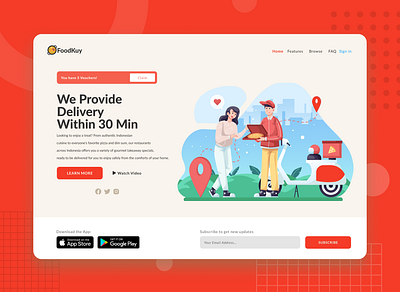 Website for Food Delivery & Pickup app design minimal ui ux website