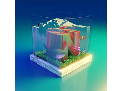 N of Playground Christmas 3D Typography 36 days of type 3d alphabet animation aquarium blender christmas cute graphic design illustration low poly motion graphics type face typography ui