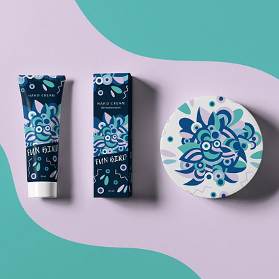 Hand cream package with abstract bird ilustration branding character characterdesign design illustration packagedesign