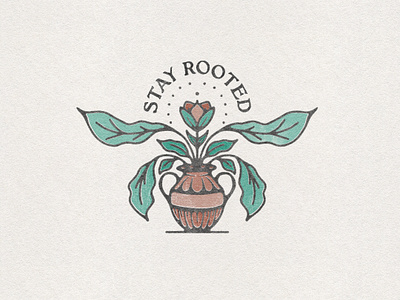 Stay Rooted aaron brink badge bible catholic christian distressed jesus leaves monsterra orthodox plant protestant reformed root rooted squamish vase