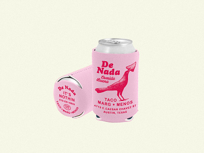 De Nada Cantina Koozie 70s austin beer can branding can cooler cocktail design hospitality illustration koozie logo merchandise mexican food restaurant retro rough texas texture vintage