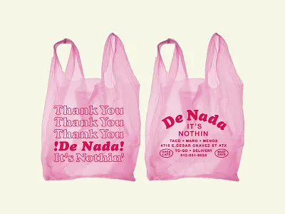 De Nada Cantina To-Go Bags austin branding classic design hospitality logo margarita mexican food order plastic bag restaurant retro rough tacos texas texture to go type lock up vintage