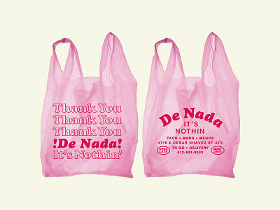 De Nada Cantina To-Go Bags austin branding classic design hospitality logo margarita mexican food order plastic bag restaurant retro rough tacos texas texture to go type lock up vintage