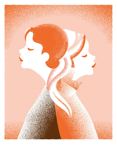 Theatre Poster 30s artdeco grain illustration peach retro