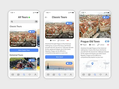 Tours App app application blue design interface tour travel ui ux