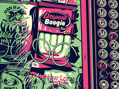 The Black Keys Dropout Boogie band posters branding dropout boogie gig posters illustration illustrator snacks the black keys the creative pain vector vending machiinne