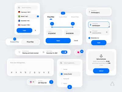 Inputs Component | Light Part 😃🔥 app buttons carts checkbox components dashboard design design system dropdown fields input input box kit menu minimal mobile navigation tabs ui