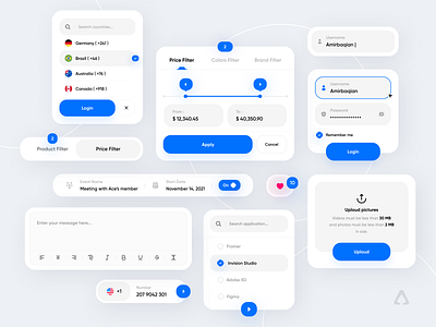 Inputs Component | Light Part 😃🔥 app buttons carts checkbox components dashboard design design system dropdown fields input input box kit menu minimal mobile navigation tabs ui