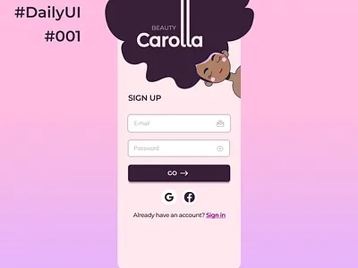 SIGN UP - DAILYUI 001 app beauty beginner blue colors comercio dailyui design hair logo purple salon sign in sign uo sign up ui vector