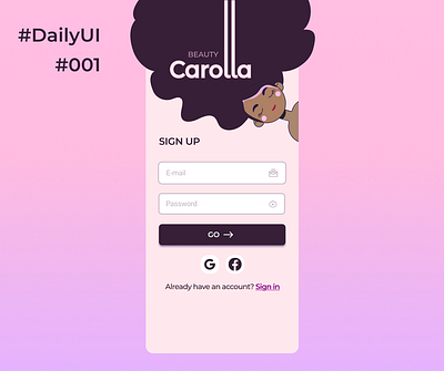 SIGN UP - DAILYUI 001 app beauty beginner blue colors comercio dailyui design hair logo purple salon sign in sign uo sign up ui vector