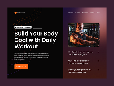 Workout Hero Section - #Exploration clean darkmode fitnes fitnes landingpage gym gym landingpage gym website landingpage lightmode minimalist simple sport website workout workout homepage workout landingpage