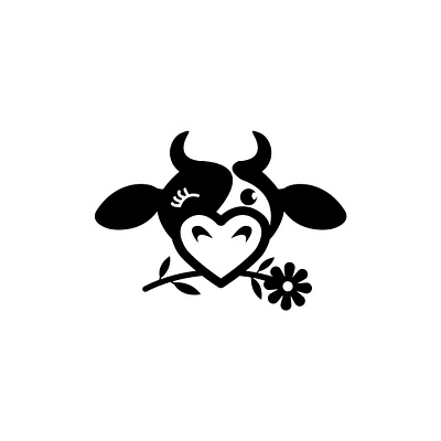 Love Cute Cow Logo For Sale adorable agriculture branding cow cow milk and baby products dairy and farm products dairy products fun graphic design heart nose logo love cute cow logo memorable modern restaurants technology ui ux