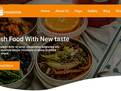 Foodiffin-Tiffin Center Landing Page Template branding design illustration logo responsive theme ui vector website