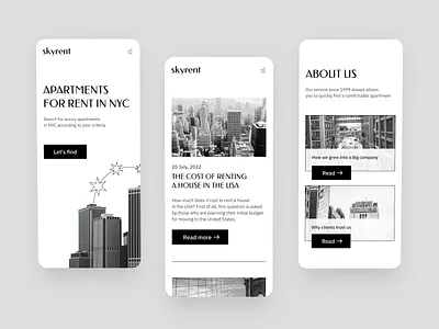 Mobile | Skyrent animated animation apartment dark dark mode dark theme design desire agency graphic design light light mode light theme luxury mobile app motion motion design motion graphics real estate rent ui