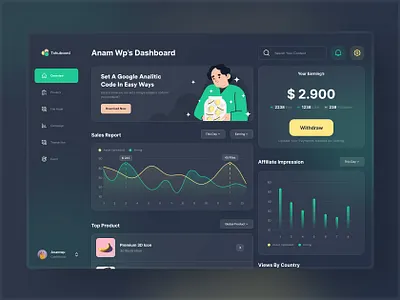 TahuBoard-Product Asset Dashboard banner black black design chart dashboar design dashboard earning illustration layout minimalist product ui ux web design
