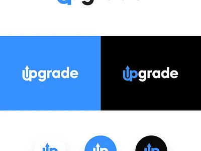 Upgrade Logo blue and black brand brand identity branding building clean corporate creative design graphic design logo minimal real esate science software techonology ui upgrade