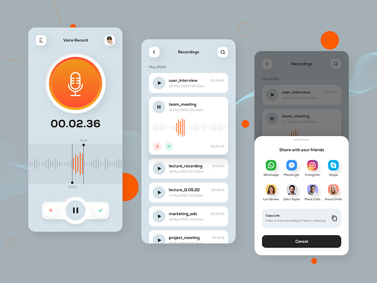 Voice Recorder App UI Design Voice Recorder App UI Design